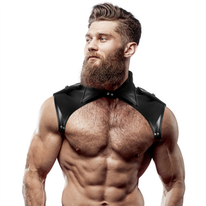 Fetish Submissive Attitude – Harnais de cou réglable en éco-cuir pour hommes brigade