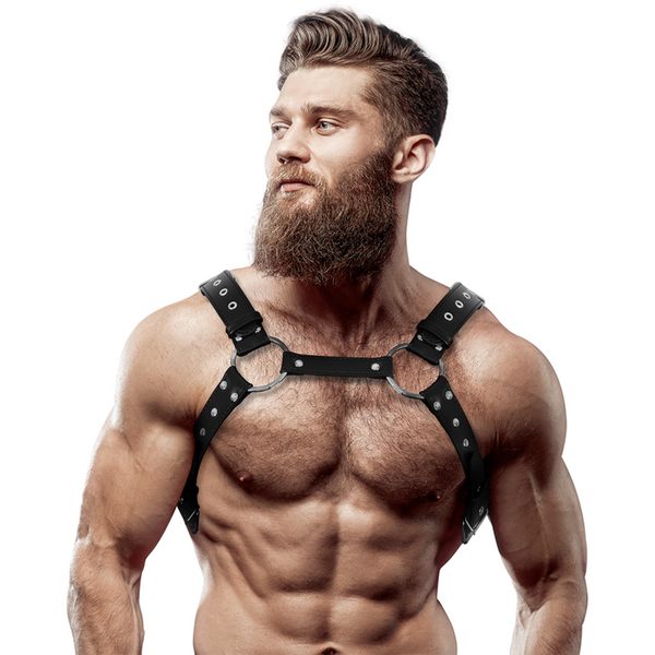Fetish Submissive Attitude – Harnais de poitrine en éco-cuir pour hommes avec clous