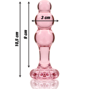 NEBULA SERIES BY IBIZA - MODÈLE 1 PLUG ANAL VERRE BOROSILICATE ROSE 10.5 CM -O- 3 CM