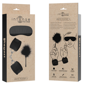 Intense – Fetish playset érotique 2 avec menottes, masque aveugle et tickler