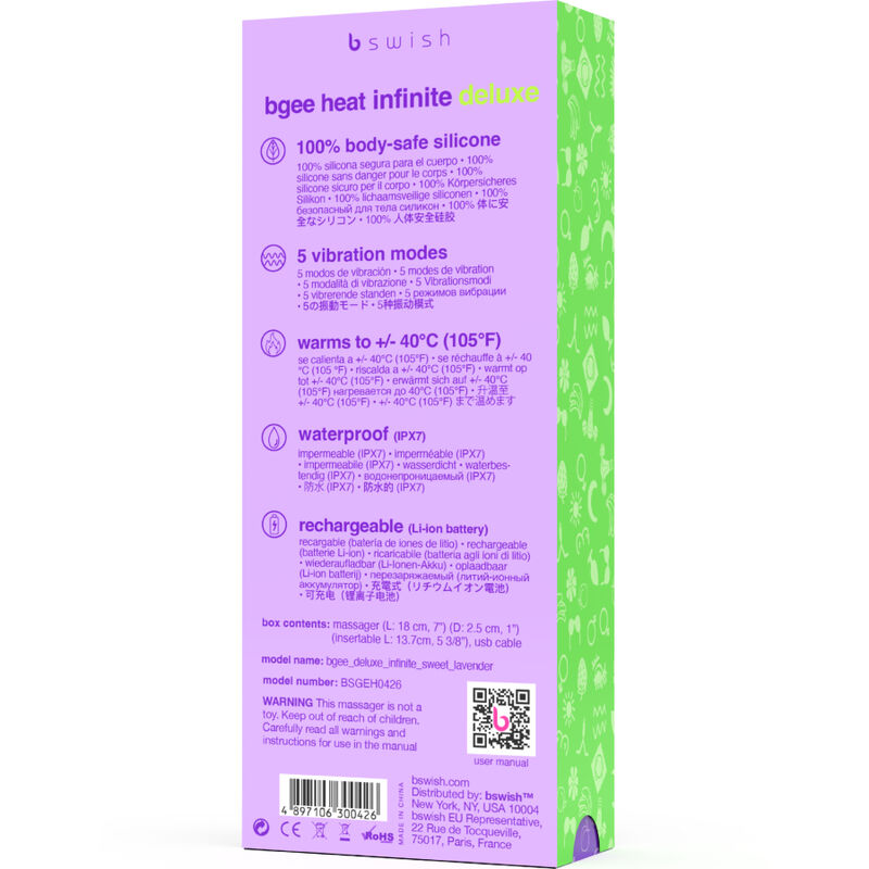 B SWISH - BGEE HEAT INFINITE DELUXE OPLAADBARE VIBRADOR SILICONEN LAVANDA