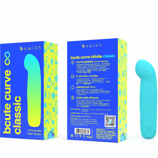 B SWISH - BCUTE CURVE ONEINDIGE KLASSIEKE OPLAADBARE VIBRADOR SILICONA AZUL