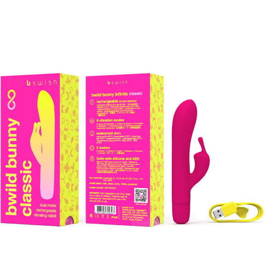B SWISH - BWILD BUNNY INFINITE CLASSIC VIBRADOR OPLAADBARE SILICONEN ROZE