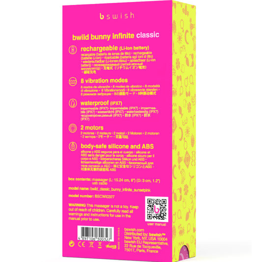 B SWISH - BWILD BUNNY INFINITE CLASSIC VIBRADOR OPLAADBARE SILICONEN ROZE