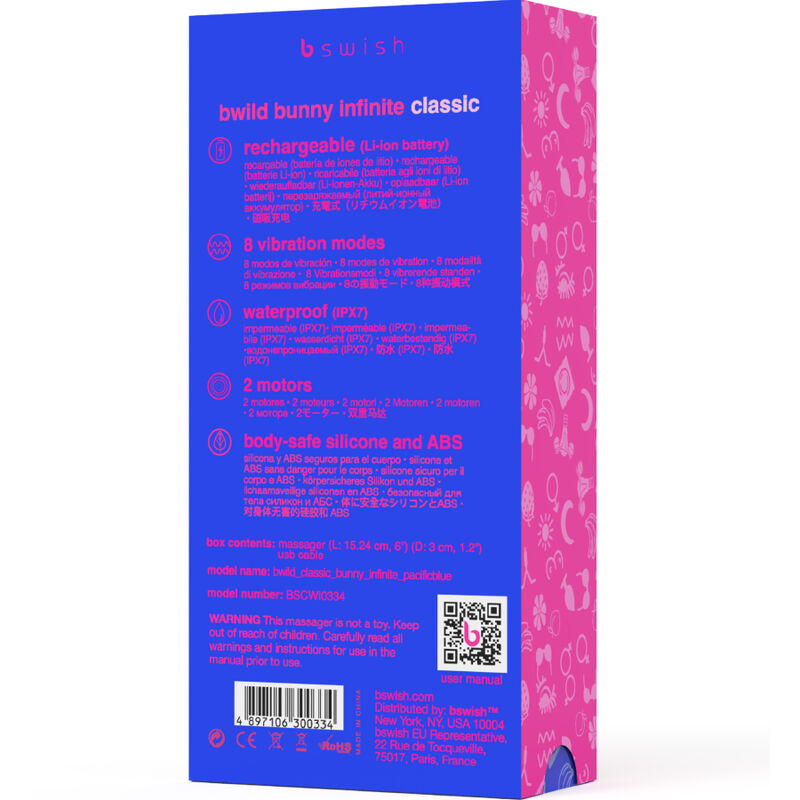 B SWISH - BWILD BUNNY INFINITE CLASSIC OPLAADBARE VIBRADOR SILICONEN AZUL