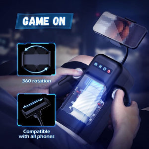Game Cup – Masturbateur à vibration de poussée avec fonction chauffante et support mobile - noir