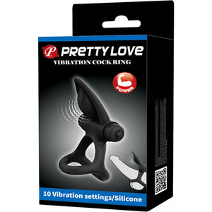 Pretty Love – Anneau vibrant 10 vibrations silicone noir