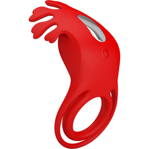 Pretty Love – Anneau vibrateur ruben 7 vibrations silicone rouge