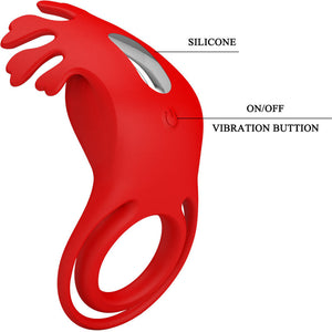 Pretty Love – Anneau vibrateur ruben 7 vibrations silicone rouge
