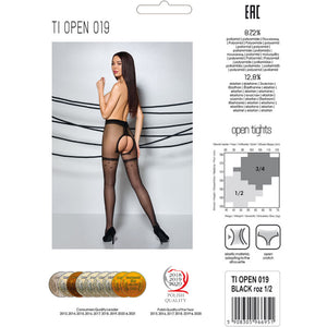 Passion – Tiopen 019 collants noir/rouge 3/4 20 den