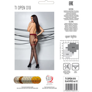 Passion – Tiopen 019 collants noir/rouge 3/4 20 den