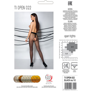 Passion – Tiopen 022 collants noir/rouge 3/4 20 den