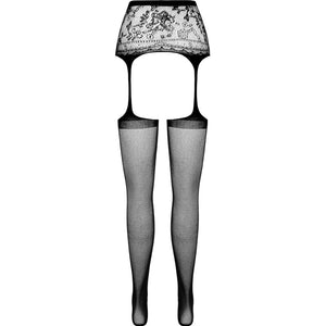 Passion – S028 bas blancs avec jarretière taille unique