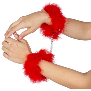 SecretPlay – Menottes marabou rouge
