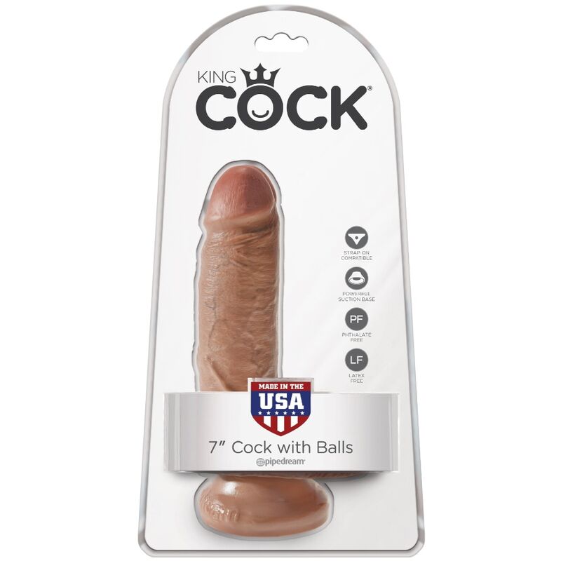 KING COCK - REALISTIC PENE WITH TESTICULOS 13.2 CM CARAMELO