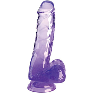 King Cock – Clear pénis réaliste avec boules 13.5 cm violet