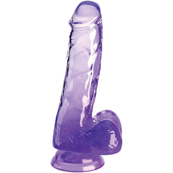 King Cock – Clear pénis réaliste avec boules 13.5 cm violet