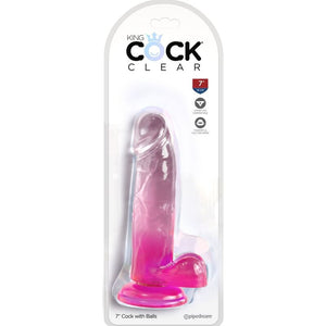 King Cock – Clear pénis réaliste avec boules 15.2 cm rose