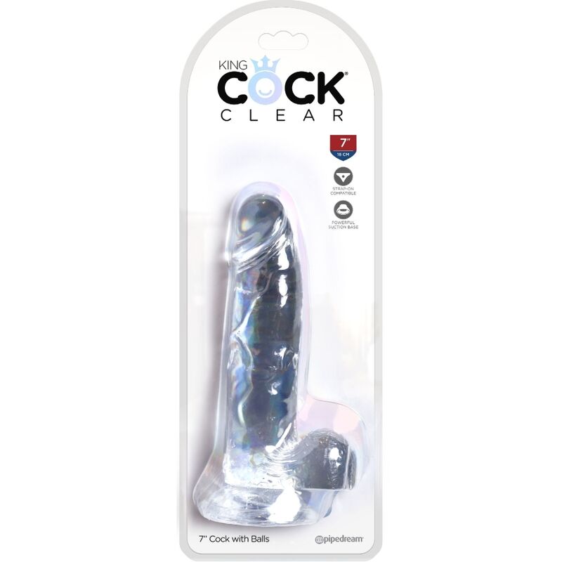 KING COCK - CLEAR PENE REALISTIC WITH TESTICULOS 15.2 CM TRANSPARENT