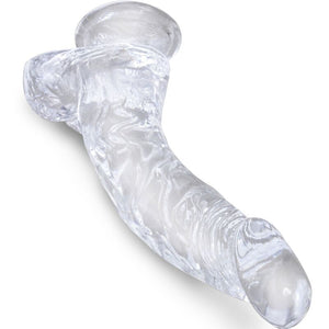 King Cock – Clear pénis courbe réaliste avec boules 16.5 cm transparent