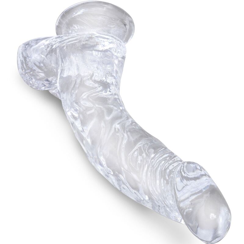 KING COCK - CLEAR PENE REALISTIC CURVADO WITH TESTICULOS 16.5 CM TRANSPARENT