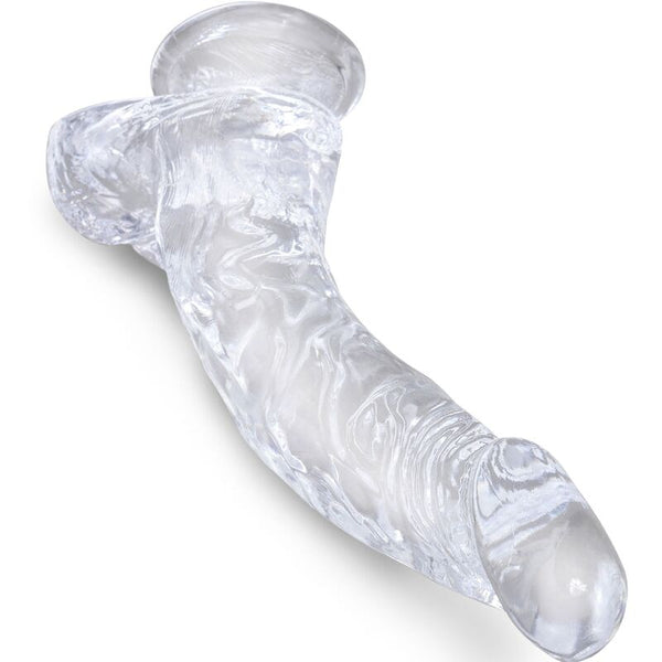 King Cock – Clear pénis courbe réaliste avec boules 16.5 cm transparent