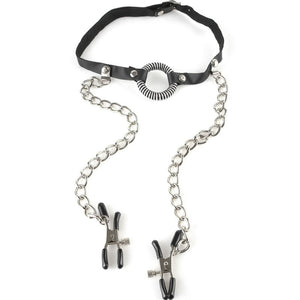 O-Ring Gag with Nipple Clamps