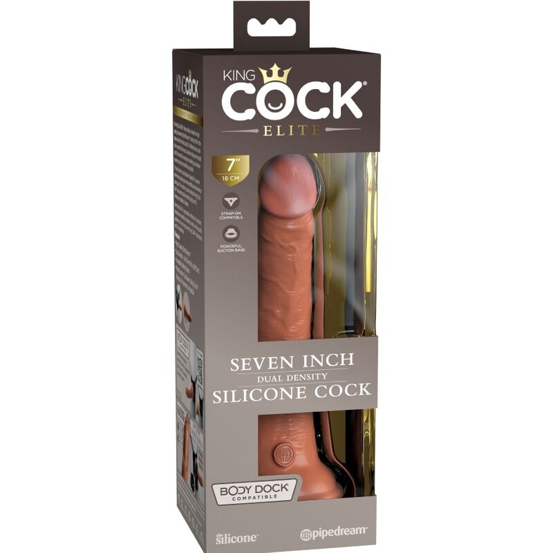 KING COCK - ELITE DILDO REALISTIC SILICONA 17.8 CM CARAMELO