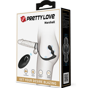 Pretty Love – Anneau pénis marshall avec plug anal vibrant avec télécommande