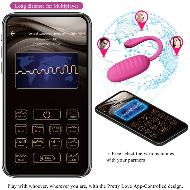 PRETTY LOVE - CATALINA HUEVO RECHARGEABLE VIBRADOR ROSA
