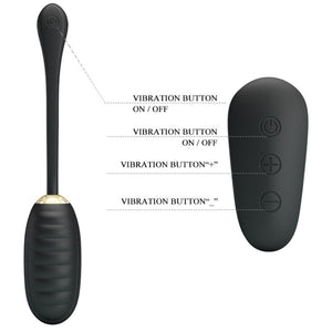 Pretty Love – Doreen oeuf vibrant rechargeable de luxe noir télécommande