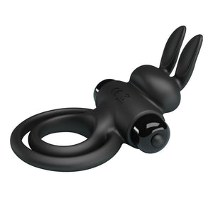 Pretty Love – Anneau de lapin vibrator III pour pénis noir