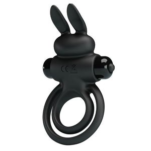 Pretty Love – Anneau de lapin vibrator III pour pénis noir