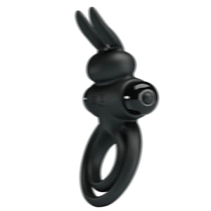 Pretty Love – Anneau de lapin vibrator III pour pénis noir