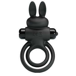 Pretty Love – Anneau de lapin vibrator III pour pénis noir