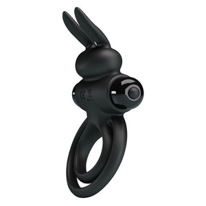 Pretty Love – Anneau de lapin vibrator III pour pénis noir
