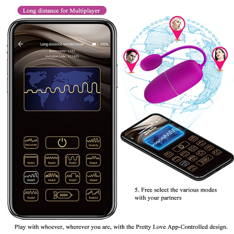 PRETTY LOVE - NYMPH HUEVO VIBRADOR CONTROLLED BY APP VIOLETA