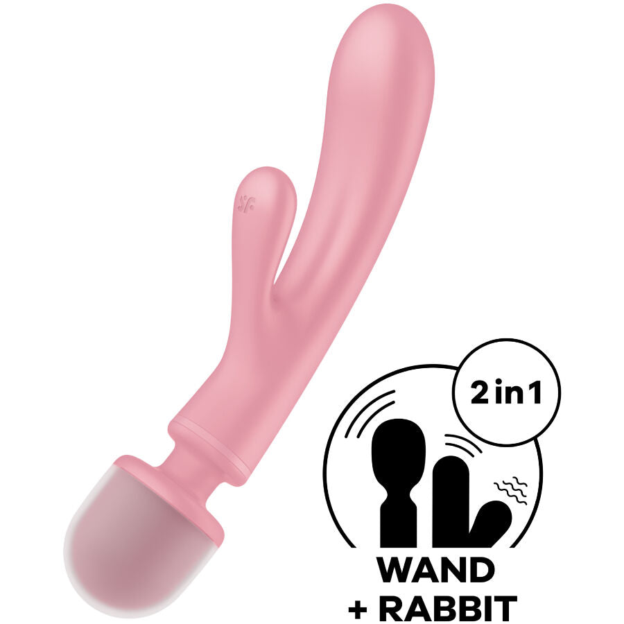 SATISFYER - MASSEUR VIBRATEUR LAPIN TRIPLE LOVER GRIS