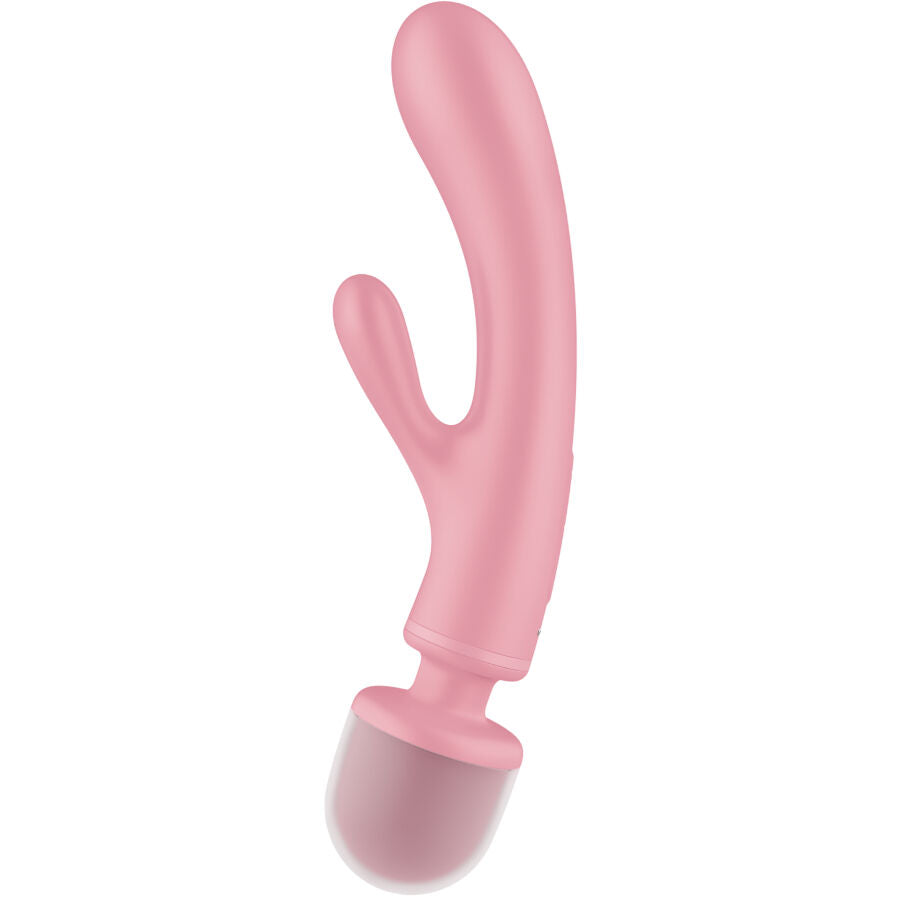 SATISFYER - MASSEUR VIBRATEUR LAPIN TRIPLE LOVER GRIS