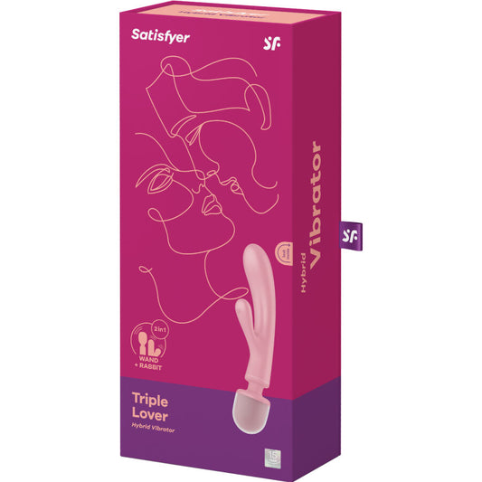 SATISFYER - MASSEUR VIBRATEUR LAPIN TRIPLE LOVER GRIS