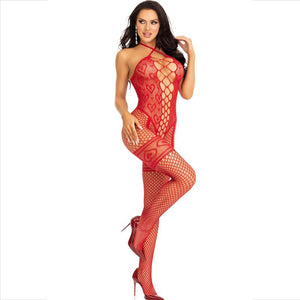 Bodystocking licou résille motif cœur