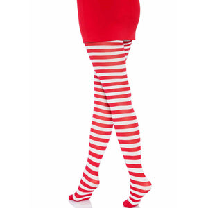 Leg Avenue – Collants rayures blanc/rouge