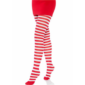 Leg Avenue – Collants rayures blanc/rouge
