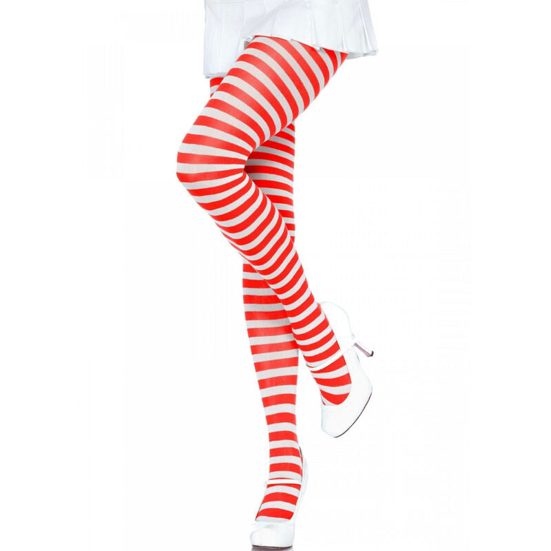 Leg Avenue – Collants rayures blanc/rouge