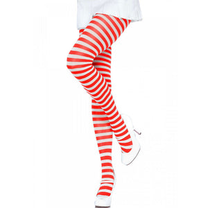 Leg Avenue – Collants rayures blanc/rouge