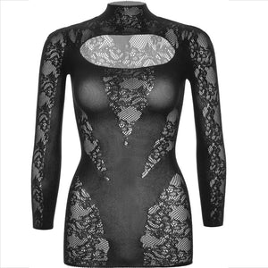 Leg Avenue – Mini robe avec dentelle manches longues noir