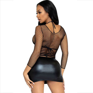 Chemise résille manches longues en élasthanne