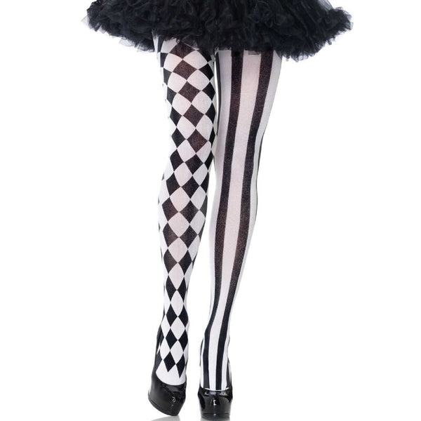 Leg Avenue – Collants arlequin noir/blanc