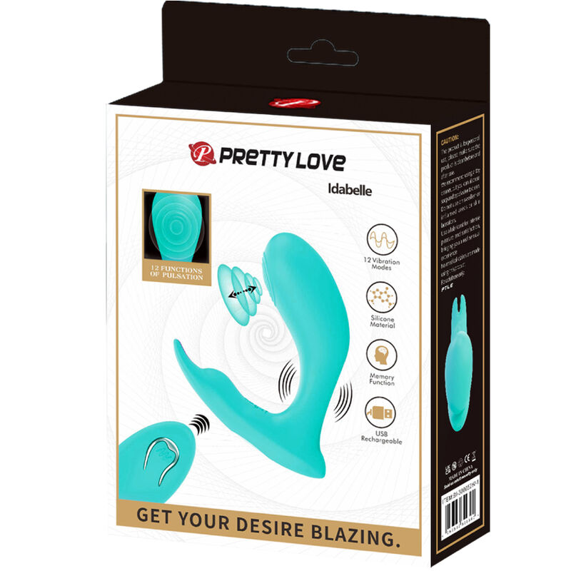 PRETTY LOVE - IDABELLE VIBRATIE- EN PULSATIECONTROLE OP AFSTANDSBEDIENING AZUL
