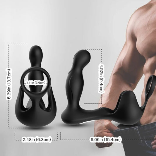ARMONY - SURROUND VIBRADOR ANAL &amp; ESTIMULADOR TESTICULOS &amp; ANILLO CONTROL REMOTO NEGRO